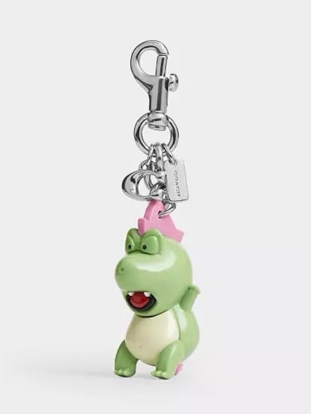 Brain Dead X Coach Darby Dino Bag Charm Keychain Silver/Multi Vinyl & Metal NWT